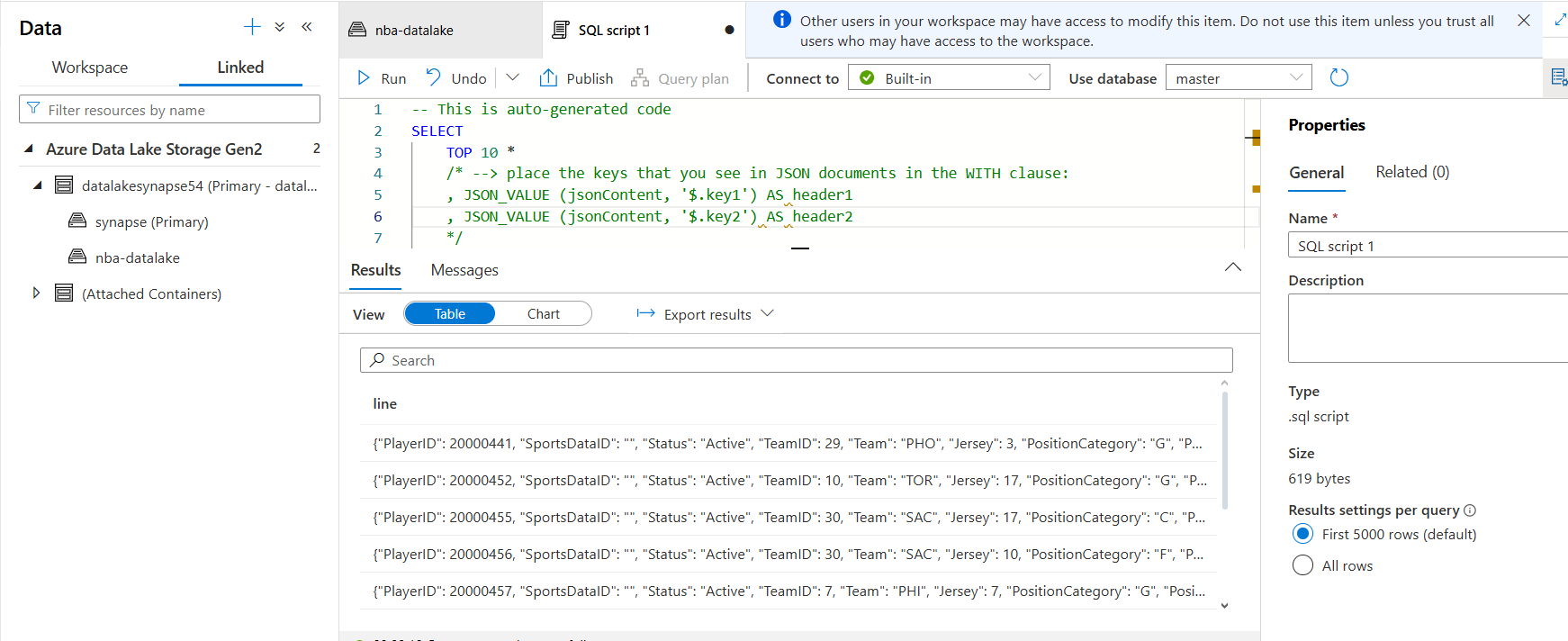 View Synapse Query